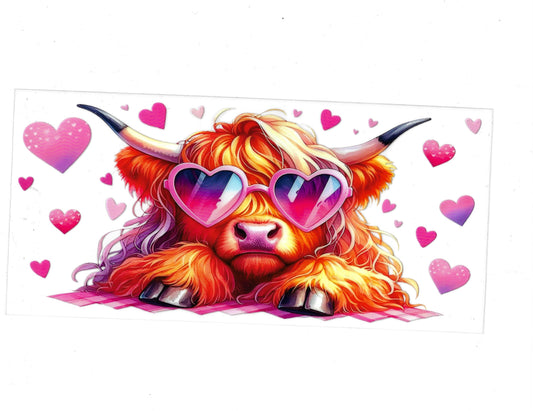 Highland Cow and Hearts - #691
